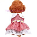 犬 ドッグウェア ペット服 スカート 春夏 服 洋服 赤いチェック柄 犬の服 薄型