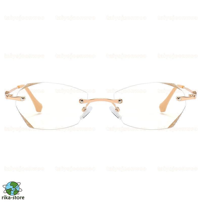 老眼鏡 おしゃれ 度数付きも レディース ブルーライトカット reading glasses 母の日 お年寄り プレゼント リムなし ファッション 金属 2