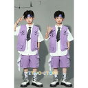 キッズダンス衣装 セットアップ ヒップホップ ダンス衣装 男の子 ベスト パンツ tシャツ K-POP 子供服 子供ダンス 半袖 ジャズ ダンスウェア jazz...