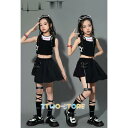 ダンス衣装 セットアップ 女の子 hiphop K-pop 演出服 団体服 キッズ ダンスウェア 上下セット ガールズ 原宿系 へそ出し 3点セット ステージ衣...