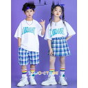 キッズ ダンス衣装 チアダンス チェック柄 スカート セットアップ 白シャツ チアガール 女の子 男の子 パンツ ヒップホップ ガールズ ジャズダンス 応援団