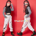 キッズ ダンス衣装 HIPHOP ヒップホップ チェック柄 セットアップ チア 子供 ガールズ ダンスシャツ ショートパンツ ジャズダンス