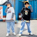 デニムパンツ ズボン 長袖トップス サルエルパンツ キッズ ダンスパンツ ヒップホップ セットアップ 子供 HIPHOP 演出服 ジャズダンス ステージ衣装 ガ...