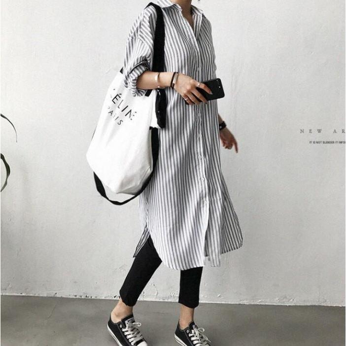 ワンピース シャツワンピース レディース 春 春夏 夏 ロングシャツ レディース ロングワンピース ロング丈 長袖 ストライプ 大きいサイズ ゆったり 体型カバー