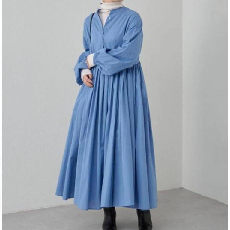 ワンピース シャツワンピース 長袖 レディース ロングワンピース マキシワンピース ギャザー マキシ丈 大人可愛い 大きいサイズ きれいめ 春 夏