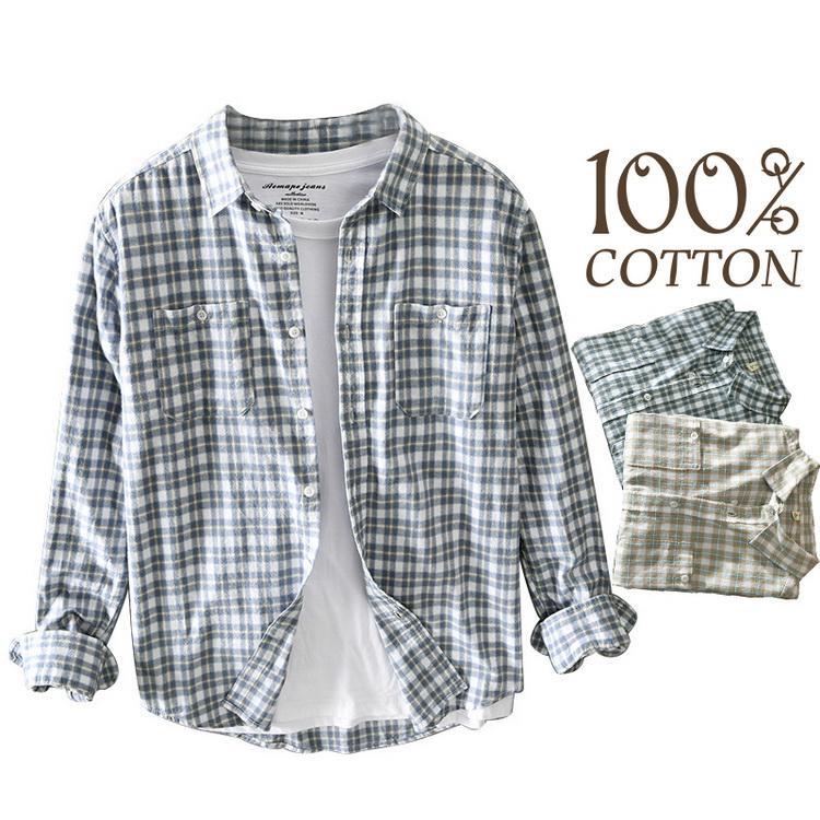 チェックシャツ ネルシャツ カジュアルシャツ トップス 長袖 きれいめ メンズ ファッション 春 秋