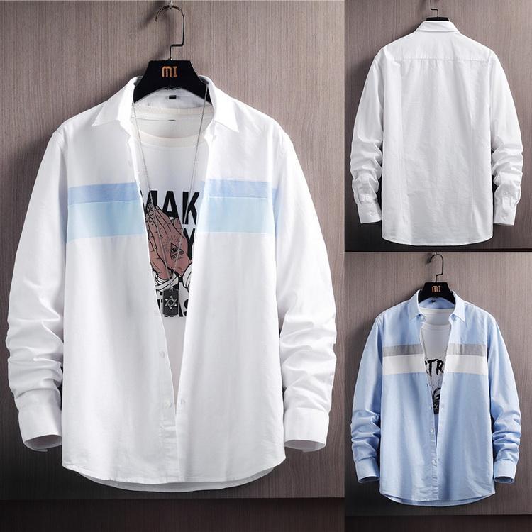 Rakuten - シャツ メンズ ファッション ボタンダウンシャツ トップス カジュアルシャツ コットン ボーダー 長袖 春 夏