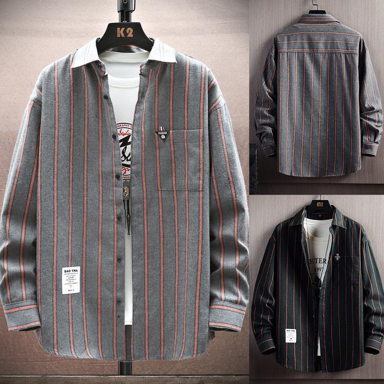 シャツ メンズ 秋服 秋物 ストライプシャツ トップス カジュアルシャツ トップス ストライプ柄 長袖 ファッション