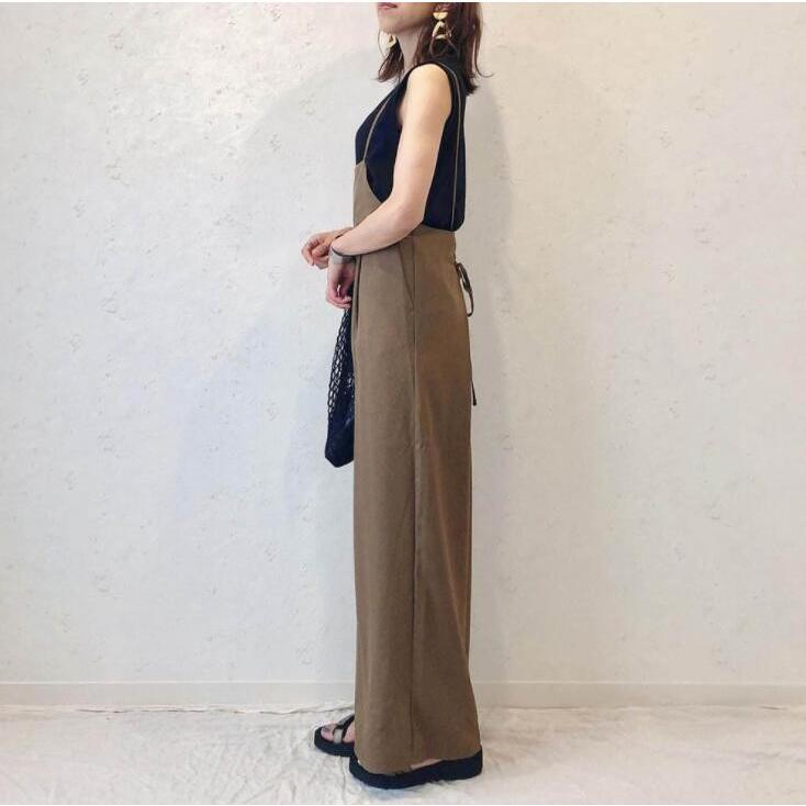 新色追加！サロペット レディース 40代 30代 20代 オールインワン コーデ パンツ ボトムス 春 夏 綿 コットン 黒 重ね着 ナチュラル おしゃれ