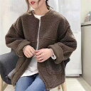 コート ムートンコート ボアコート 羽織り レディース ミディアム丈 ポケット付き ラウンドネック 無地 長袖 おしゃれ 可愛い 防寒 秋冬 暖かい 通勤