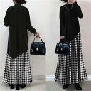 ニットワンピース ロングワンピース ワンピース レディース ロング丈 秋 冬 バイカラー レイヤード 長袖 体型カバー 秋冬 上品 通勤 OL 30代 40代 50代(4)
