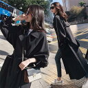 トレンチコート レディース 40代 ロング丈ジャケット スプリングコート 春コート 黒 アウター 秋服 韓国風 オーバー 30代 40代 50代 大きいサイズ ...