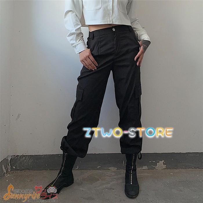 カーゴパンツ レディース ハイウエスト ヒップホップ ダンス衣装 ストレートパンツ 原宿風 HIPHOP 韓国ファッション カジュアル ストリート風