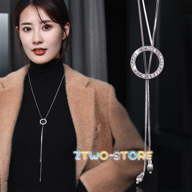 ロングネックレス レディース リング ラリエット 調節可能 キラキラ ステンレス チェーン 女性 誕生日プレゼント 誕生日お祝い ギフト 母の日ギフト