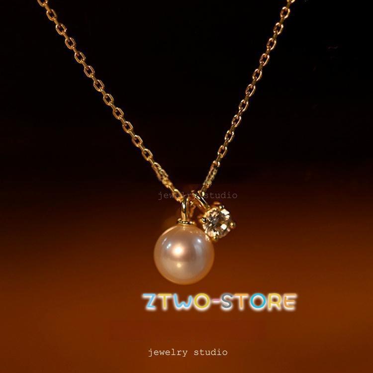 ネックレス レディース 一粒パール CZダイヤ 定番 シンプル シルバー 重ね付け 14kゴールド 彼女 妻 嫁 母 女性 誕生日プレゼント 母の日ギフト