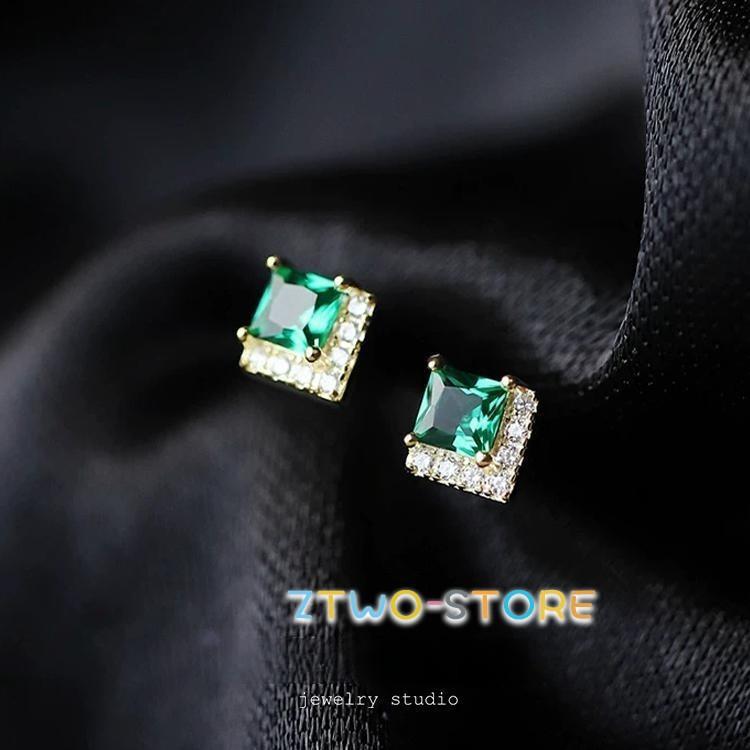 ピアス レディース アレルギー対応 エメラルド 50代40代 小ぶり 四角 スクエア 一粒 14kゴールド ホワイトデーのお返し 母の日ギフト