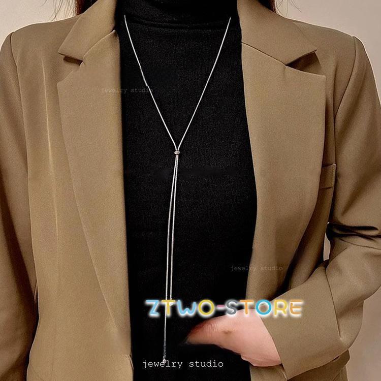 ロングネックレス レディース ラリエット ステンレス スライダーボウタイネックレス 母の日ギフト