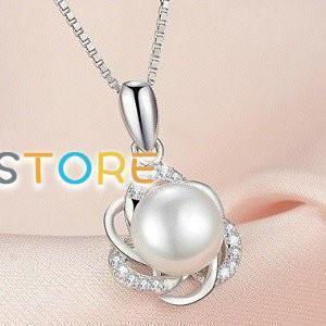 ネックレス レディース 天然淡水パール 一粒 お花 フラワー CZダイヤ 彼女 誕生日プレゼント ギフト 妻 入学式 卒業式 母の日ギフト