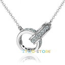 ネックレス レディース ダブルリング エタニティ 贅沢計32石 CZダイヤモンド シルバー925 プラチナ仕上げ 誕生日プレゼント 母の日ギフト