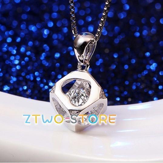 ネックレス キューブ 四角 ハート レディース czダイヤ シルバー925プラチナ仕上げ プレゼント 母の日ギフト