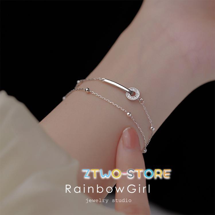 2連ブレスレット レディース バー 鍵 ボール チェーン シルバー オシャレ カジュアル 上品 女性 10代20代30代40代50代 誕生日プレゼント 母の日ギ...