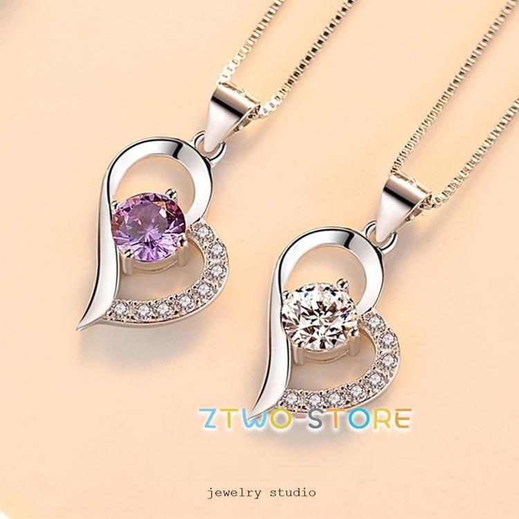 ネックレス レディース オープンハート ダイヤ 超豪華 プラチナ仕上げ シルバー925 誕生日プレゼント ギフト 女性 母の日ギフト