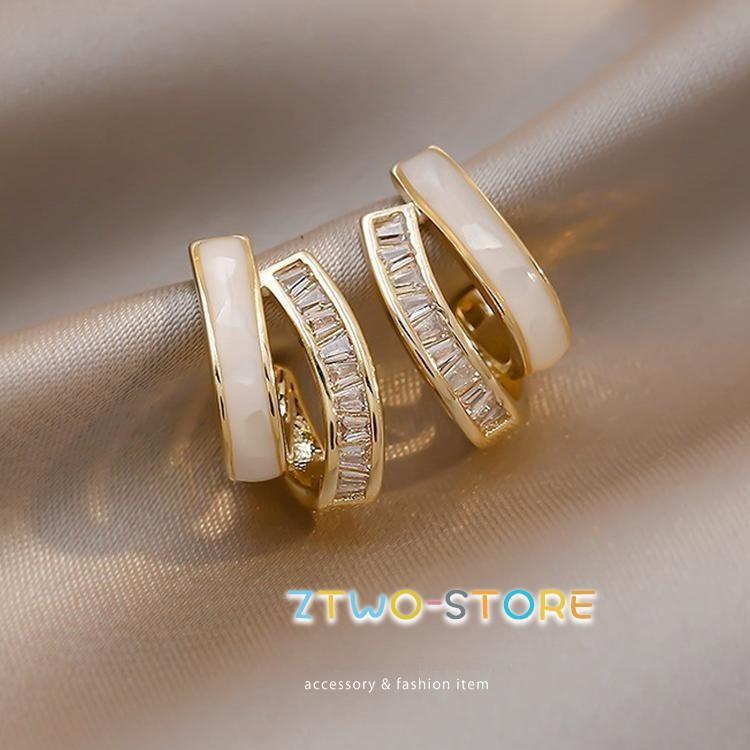 ピアス レディース 2連風 CZ キュービックジルコニア ゴールド スタッド 14kgp 上品 おしゃれ ギフト プレゼント