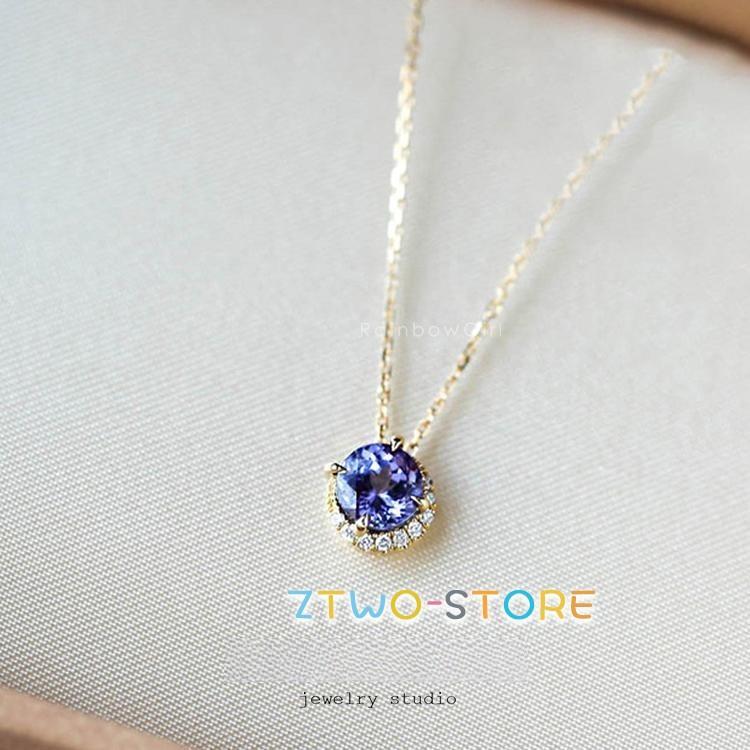 ネックレス レディース 一粒 小ぶり シンプル 可愛い 紫 上品 重ね付け K14コーティング 誕生日プレゼント 女性 母の日ギフト