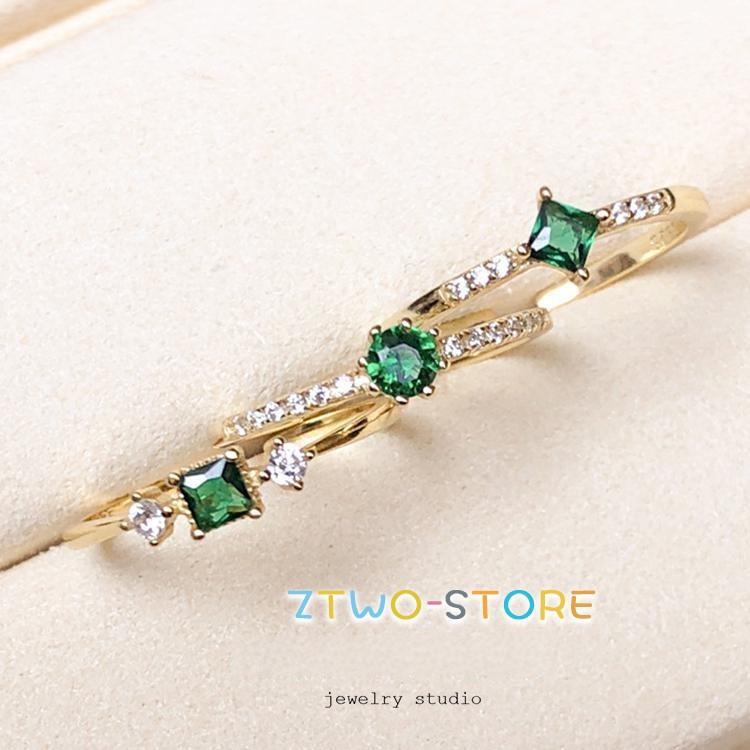 指輪 レディース リング 可愛い 緑石 エメラルドカラー カジュアル オシャレ 上品 細い 細め シンプル ゴールド フリーサイズ 母の日ギフト