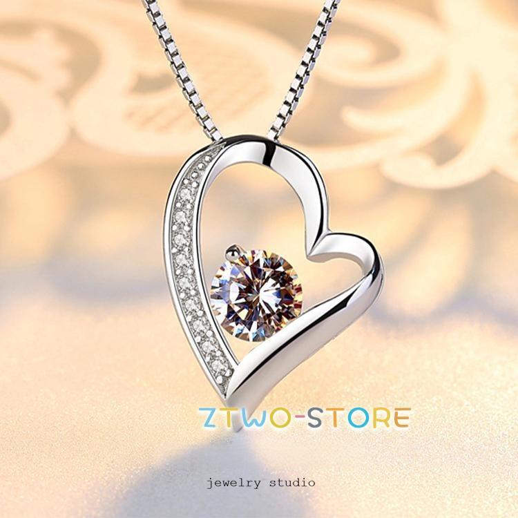 ネックレス レディース オープンハート 30代40代 クリア パープル 豪華9粒 女性 彼女 妻 嫁 娘 ギフト 誕生日プレゼント 母の日ギフト