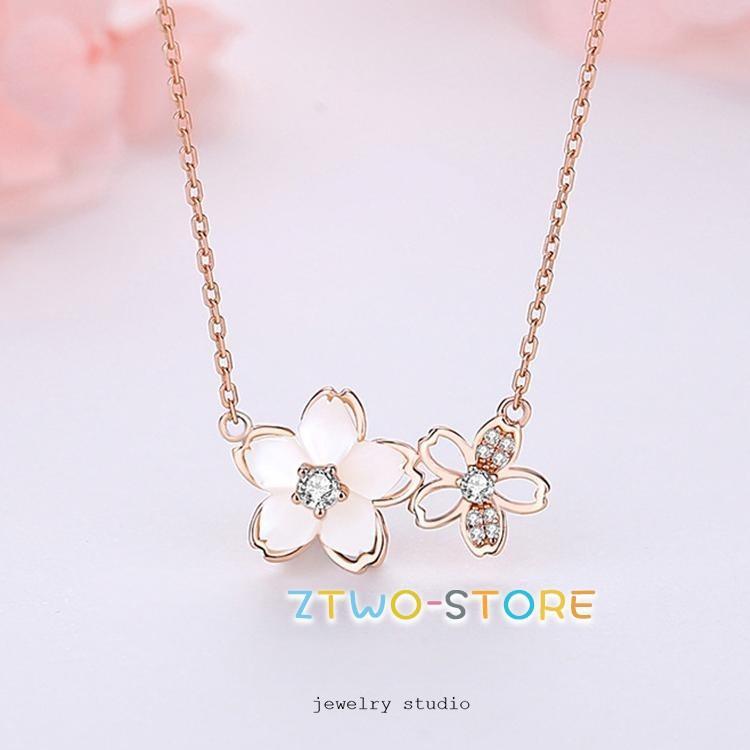 ネックレス レディース さくら 桜 花びら ピンクゴールド 大人可愛い アクセサリー 女性 嫁 彼女 誕生日プレゼント 記念日 母の日ギフト