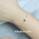 ブレスレット レディース エメラルド カラー/極細 チェーン 重ね付け/上品 ゴールド 14金 プレゼント 彼女 妻 娘 女性 母の日ギフト