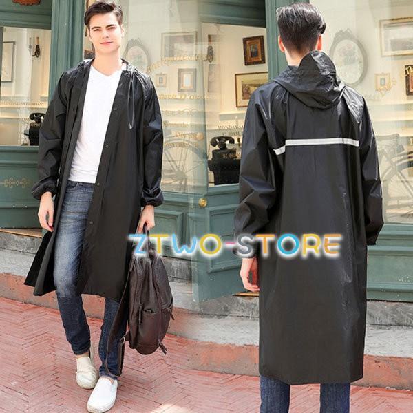 レインコート メンズ レインウェア ロング丈 ひざ丈 トレンチ 収納ポーチ 無地 おしゃれ 軽量 防水 雨具 通学 アウトドア 通勤