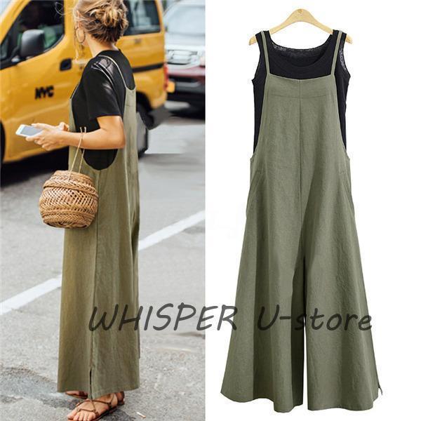 サロペット パンツ レディース オールインワン ワイドパンツ 涼しい ゆったり 春 夏 コンビネゾン 着痩せ ストライプ 無地 40代 50代