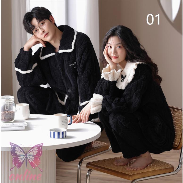 ペア パジャマ レディース メンズ 長袖 冬用 フランネル ルームウェア もこもこ ペアルック 上下セット 厚手 暖かい 大きいサイズ ナイトガウン 部屋着 単品売り