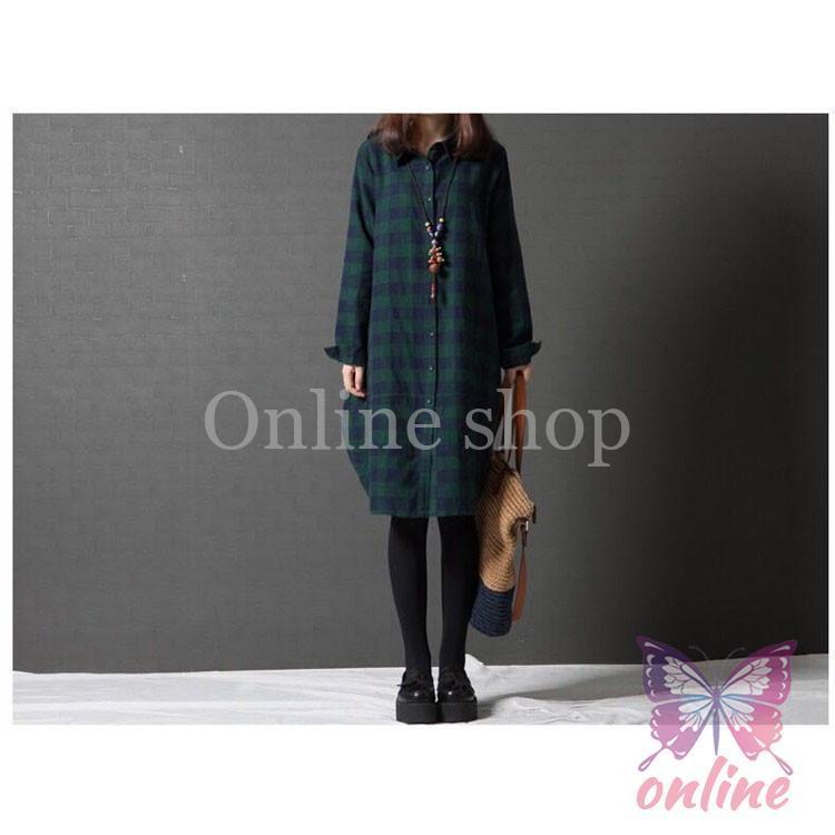 シャツ レディース ロングシャツ トップス チェック 前開き ポケット付き 膝丈 カジュアル コットン ゆるっと 体型カバー 秋 冬 50代 40代 30代