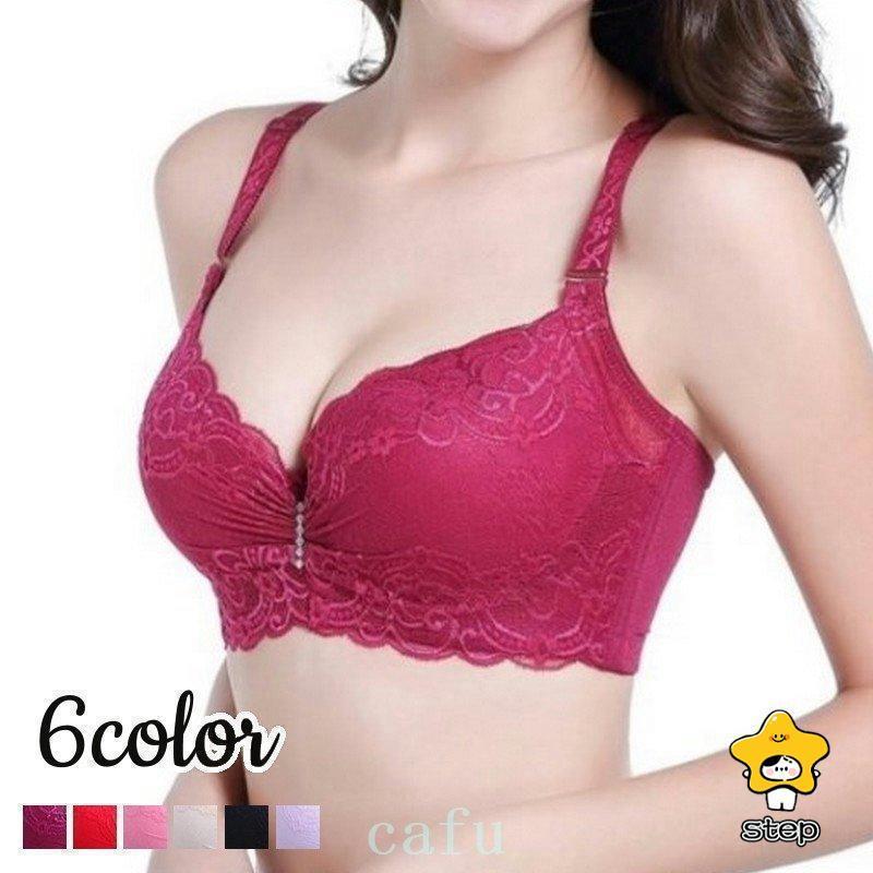 ブラジャー3/4カップワイヤーブラ下着女性用レディース婦人背中ホックチャーム付きレース花柄脇高脇肉すっきり4段ホックメッシ