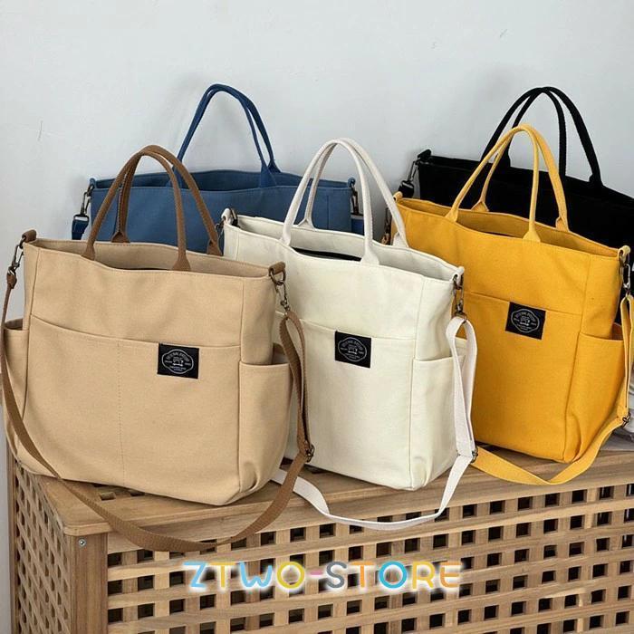 樂天商城 - 厚手 軽量 帆布 軽い 大きめ 肩掛け 無地 2way トートバッグ 大容量 ショルダーバッグ 斜めがけ トートバッグ キャンバス マザーズバッグ ママ かわいい 水色