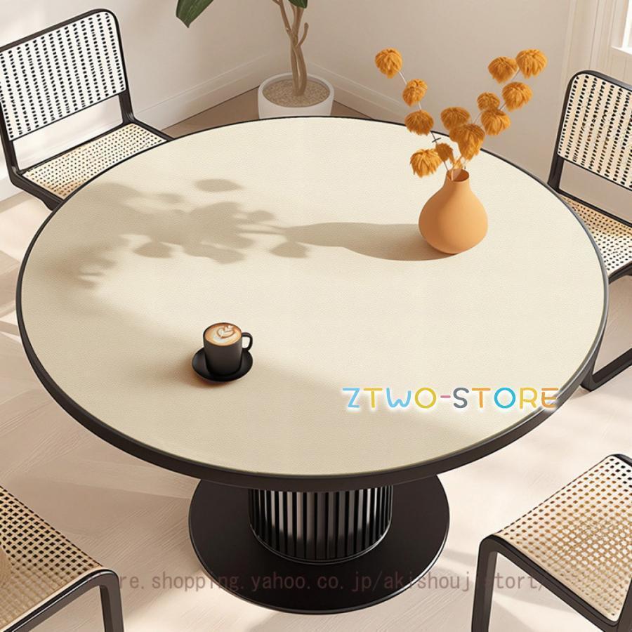 PUレザー テーブルクロス 円形 丸形 テーブルマット 食卓カバー デスクマット 防水 防油 耐熱性 テーブ..