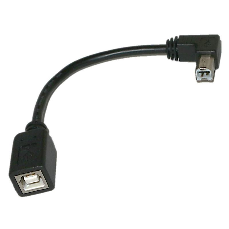 USB2.0 L型 変換ケーブル (右向き方向) [Bタイプ メス - Bタイプ オス] 0.15m 2B-R015