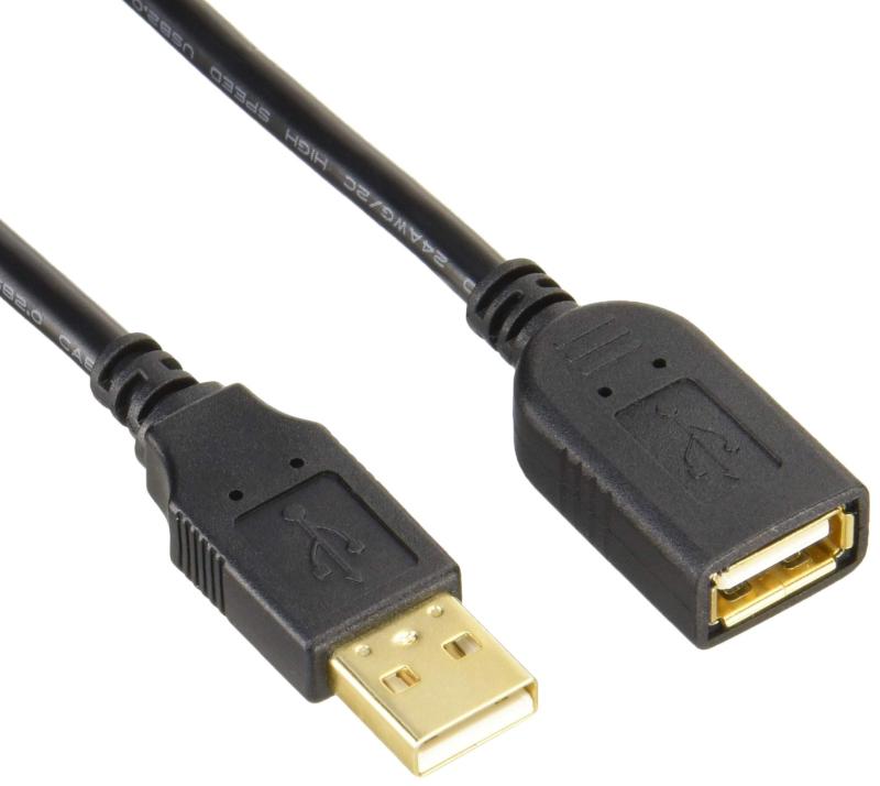 BUFFALO USB2.0延長ケーブル カーボン素子ねり込