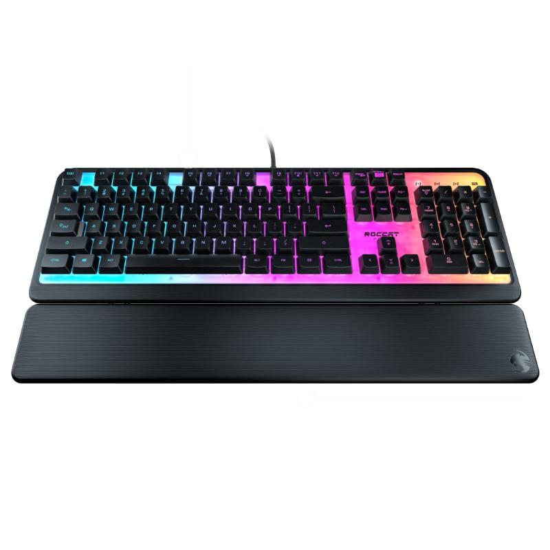 ROCCAT Magma メンブレン RGB Micro USB ゲーミングキーボード US英語配列 ドイツデザイン ROC-12-5825 ゾーン、10 個の LED による 1680 万色の RGBA バックライティング半透明のトッププ...