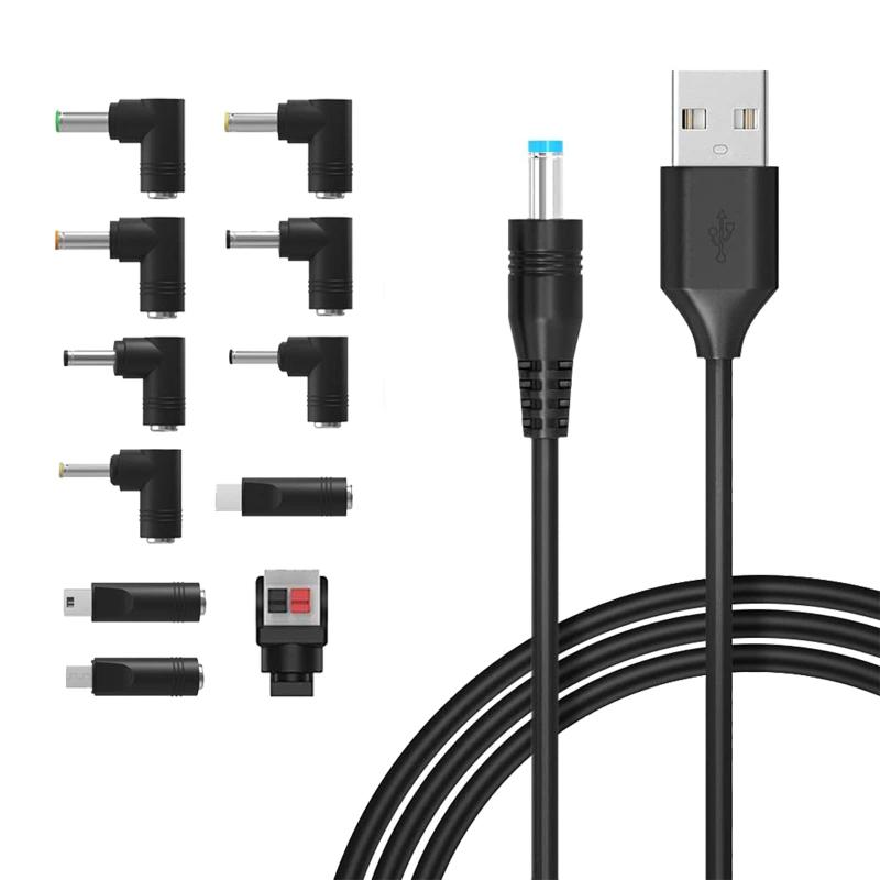 USB DC ֥ Ѵץ饰դ 11 in 1 DCť 5.5x2.1mm USB-DC֥ 1m DC å DC...