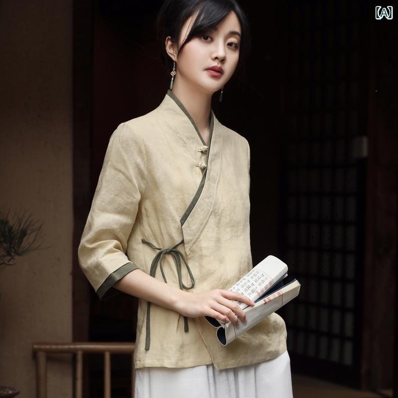 レディース 民族衣装 芸術服 婦人服 システム ジャケット 中国風 チャイナ スーツ 夏 ホワイト