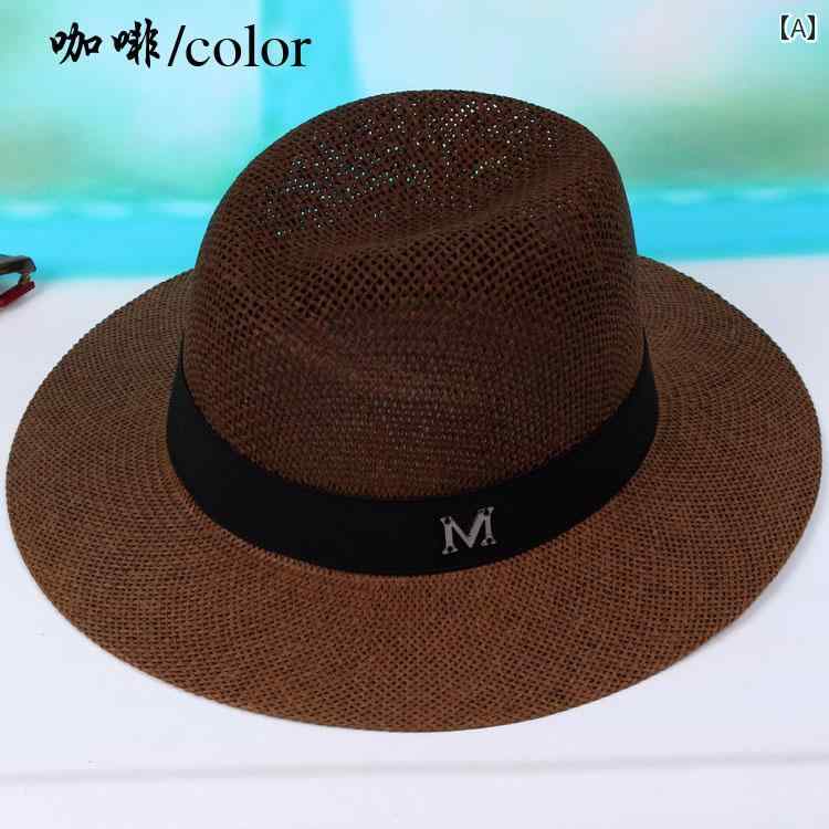 ストローサンバイザー 帽子 メンズ レディース 韓国 ファッション 夏 ビーチハット 麦わら帽子