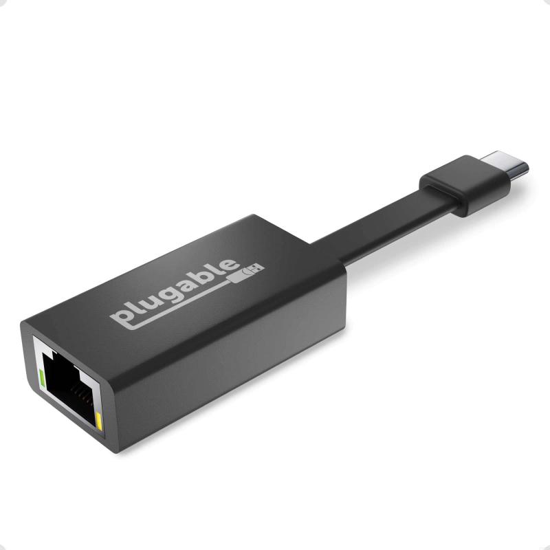 Plugable USB-C 有線 LAN アダプター フラットケーブル付き USB Type-C、Thunderbolt 3 対応 ギガビット イーサネット Windows、macOS、Chrome OS 互換