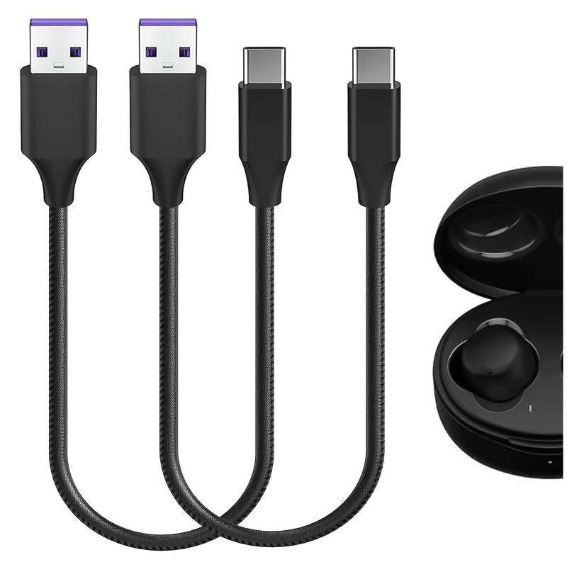 Geekria 充電ケーブル 互換性 Type-C 充電コード USB to USB-C ジェイブイシー JVC HAAE5TB, HAA9TW, HAZ55TW, HAET45TP に対応 (黒 / 30cm 2パック)