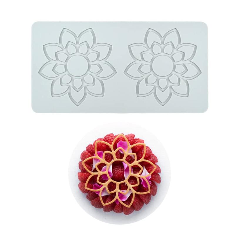 シリカゲルレースマット、砂糖細工イメージ金型食用ケーキ装飾、4孔小サンゴ