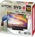 TDK 録画用DVD-R デジタル放送録画対応(CPRM) 1-16倍速 インクジェットプリンタ対応(ホワイト ワイド) 10枚パック 5mmスリムケース DR120DPWC10UE