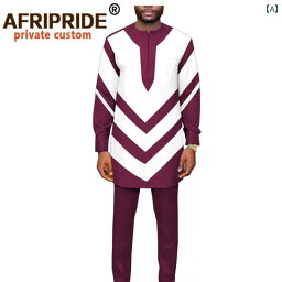 ファッション トップス カットソー 七分袖 アフリカン 紳士 Tシャツ クロス メンズ スリム カラフル ツーピース スーツ 男性 エスニック